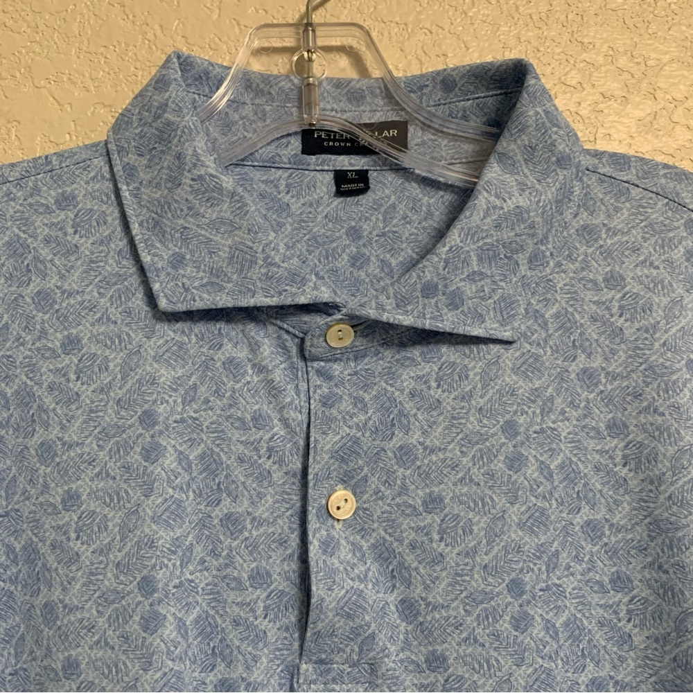 Peter Millar Golf Shirt Men XL Polo Crown Crafted Performance All Over Print AOP